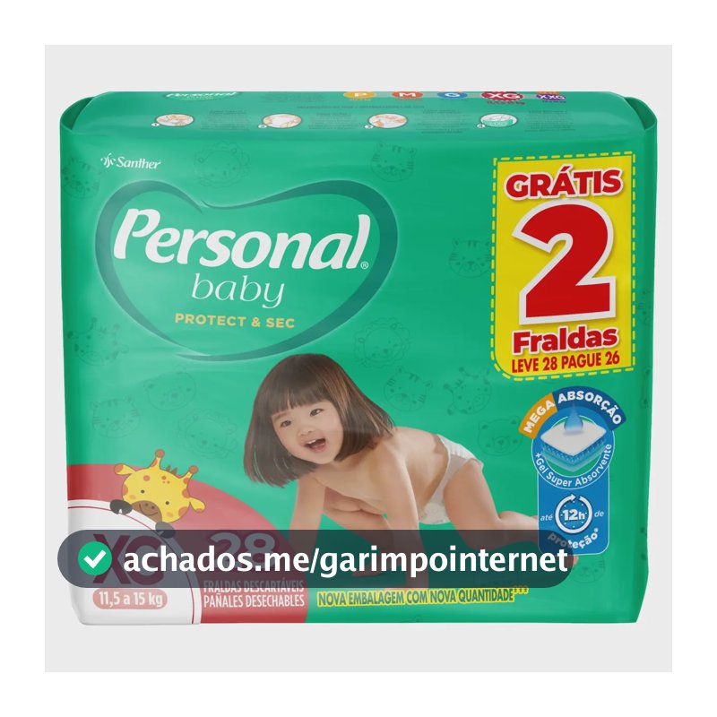 Fralda Personal Baby Protect & Sec 28 unidades (XG)