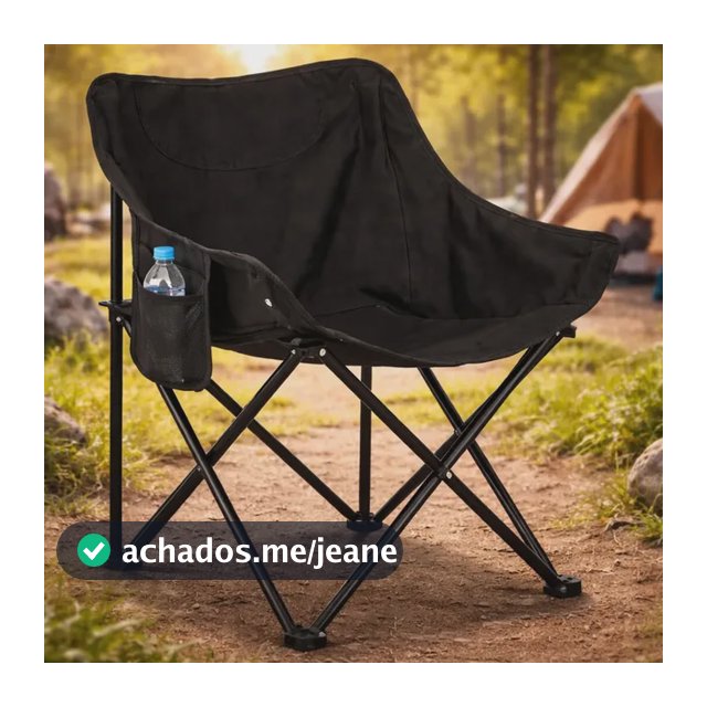 Cadeira Dobrável Portátil Bolsa Camping Praia Pesca Preta Preto