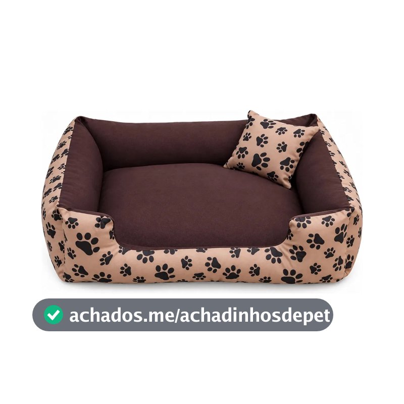 Cama Pet Grande Marrom 70x70cm com Zíper e Almofada Gv Enxovais