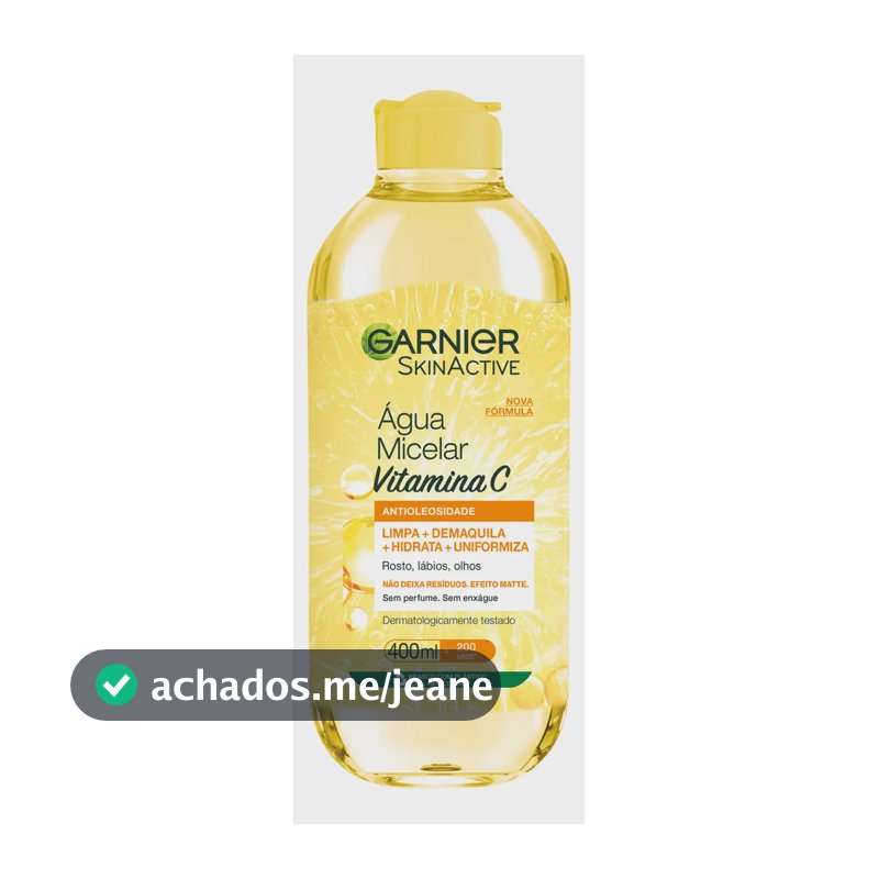 Água Micelar Garnier SkinActive Antioleosidade Vitamina C Oil Free com Limpeza Facial que Controla o Brilho 400ml