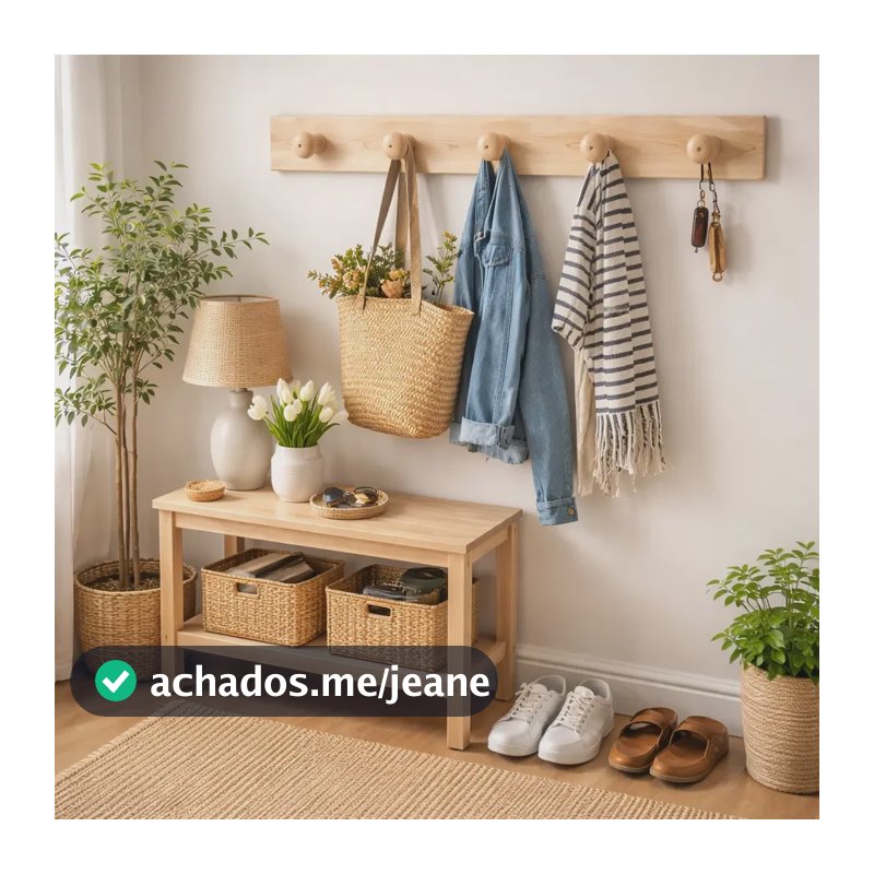 Cabideiro De Parede Organizador Porta Roupa Forte Resistente Orgnizador Suspenso Cabideiro Madeira Pinus Natural