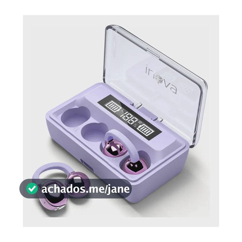 Fone De Ouvido Clip-on Bluetooth 6.0 Esportivo 60hrs Duração Violeta