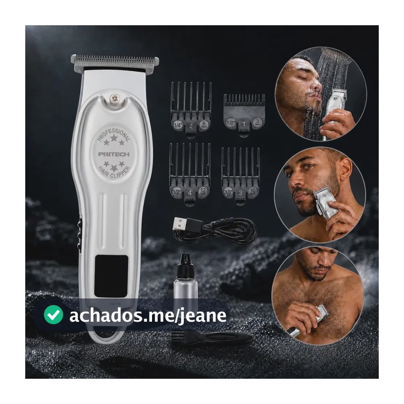 Máquina de Cortar Cabelo Pritech PRI0038 Sem Fio para Barba e Salão