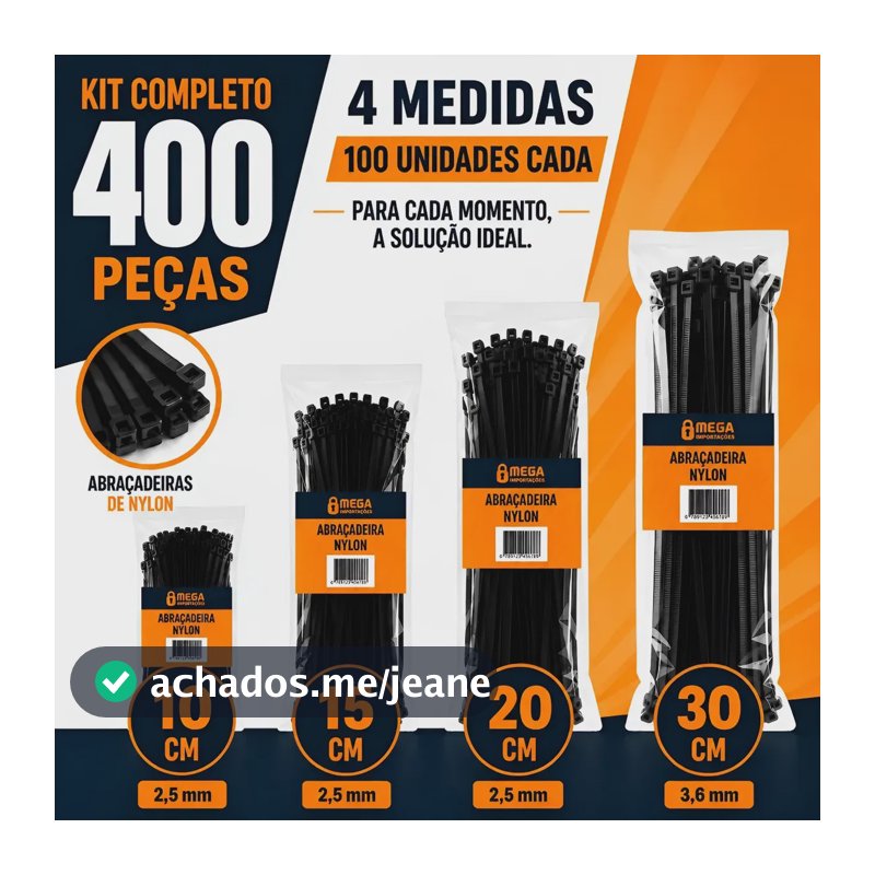 Kit 400 Abraçadeira Nylon Cinta Plástica Enforca Gato Preto