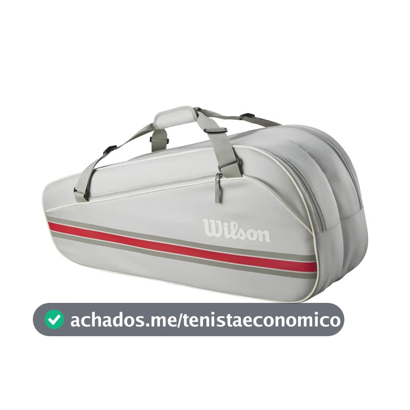 Bolsa de raquete de tênis Wilson Team 6 unidades cinza e vermelha