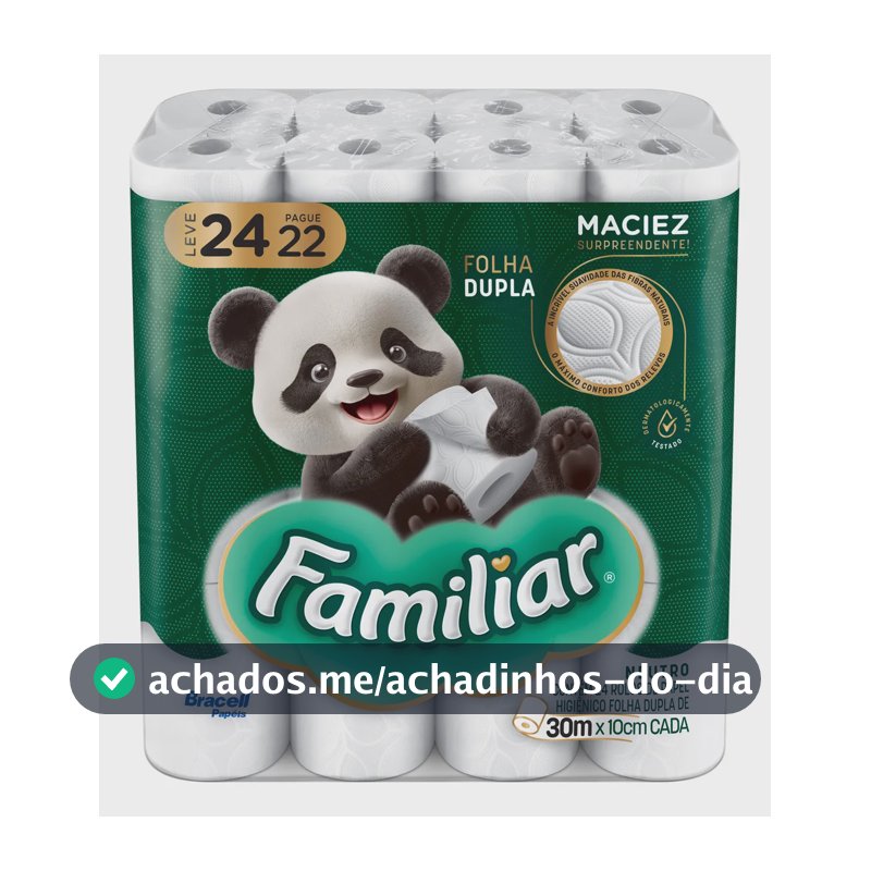 Papel Higiênico Familiar Folha Dupla Kit 24 Rolos de 30 m