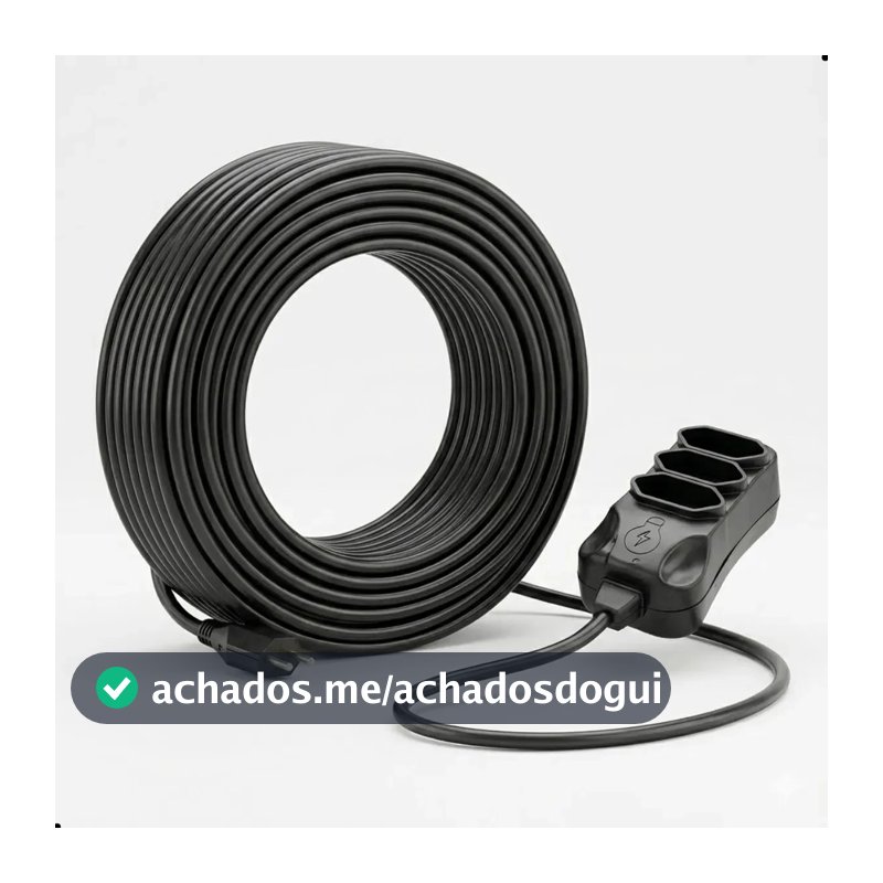 Extensão Elétrica 30 Metros Reforçada 3 Tomadas Cabo Resistente 10a 20a Bivolt Uso Profissional Residencial Obra Alta Durabilidade
