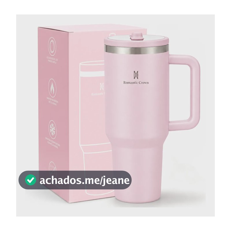 Copo Térmico 1.2l Inox Tampa Flip Canudo Alça Carro Academia Rosa-claro Cor Pura / Material Fosco