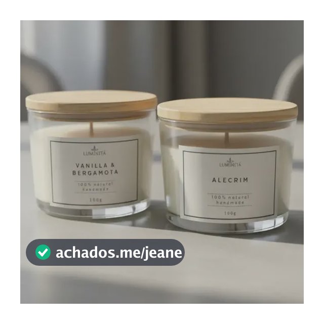 2 Velas Aromáticas Perfumadas 100g Cera Coco Queima 20 Horas