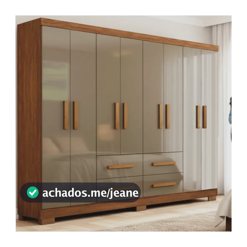 Guarda Roupas Casal Grande 8 Portas 4 Gav. Com Pés Moderno Marrom