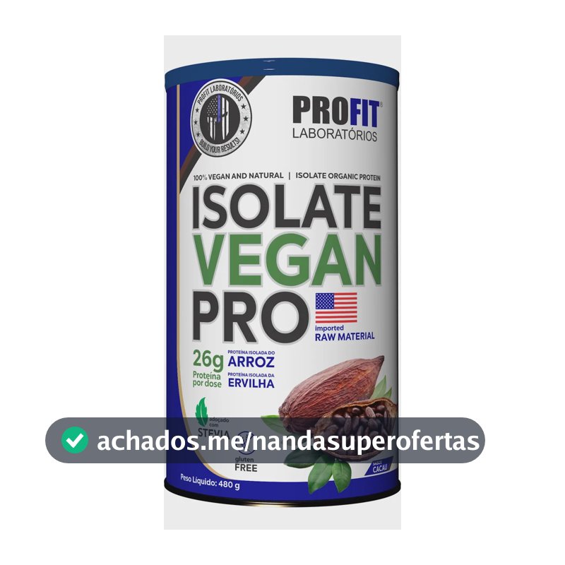 Isolate Vegan Pro 480g Zero Lactose Profit Laboratórios Sabor Chocolate
