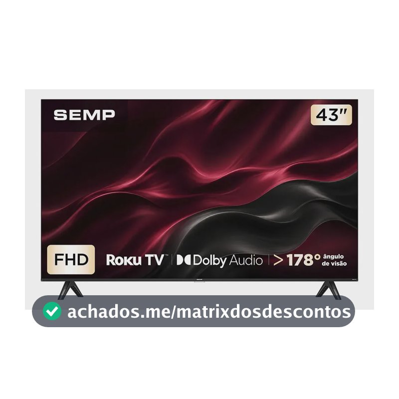 Smart Tv Semp 43 Polegadas Led Full Hd S42r Roku Tv Wi-Fi Dolby Audio Brilho Até 240 Nits 43s42r