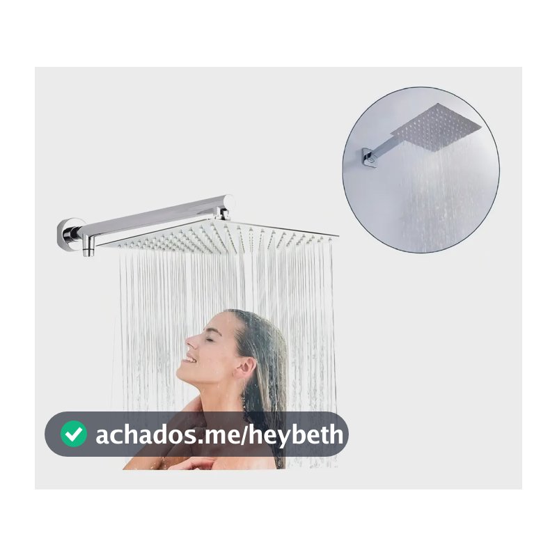 Chuveiro Ducha Slim 20x20 Inox Braço 40cm Gás E Solar Acabamento Brilhante Cor Aço inox
