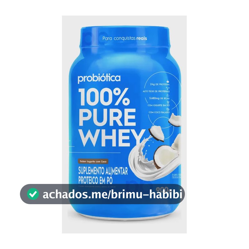Suplemento Whey Concentrado Probiótica 100% Pure Whey sabor iogurte com coco x 900g