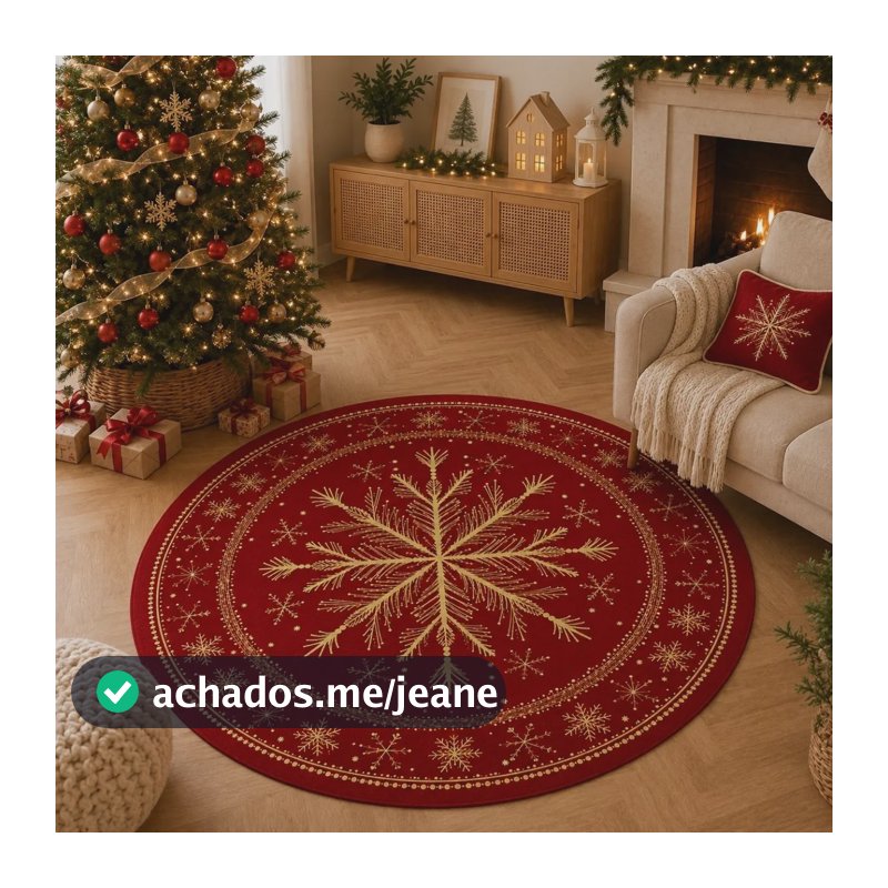 Tapete Redondo Decorativo Natal 88cm Para Sala E Quarto 2244 88 M
