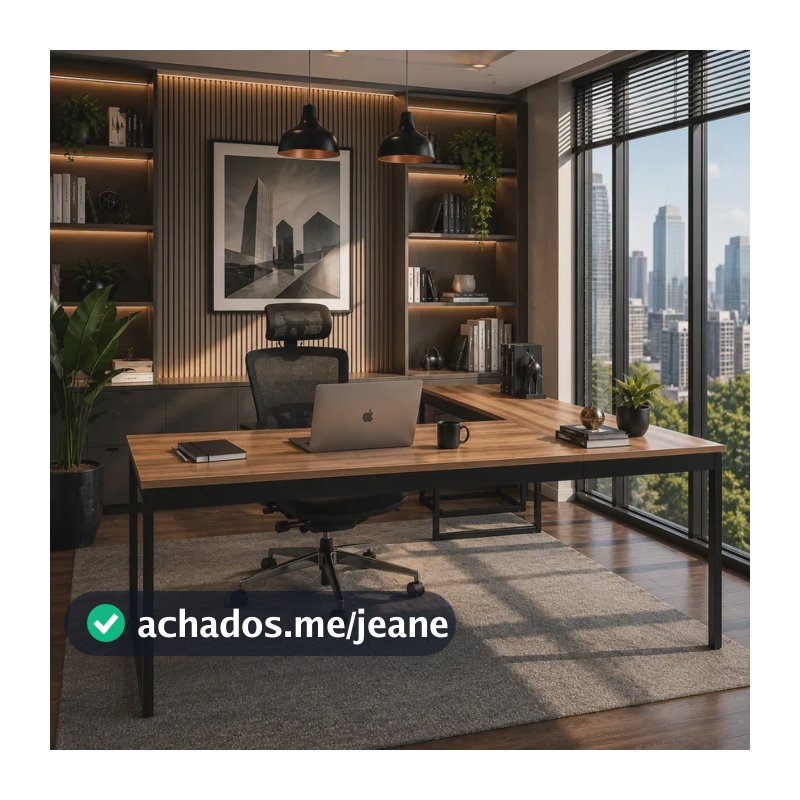 Mesa De Canto Em L Multifuncional Lamina Com Preto- Ideal Para Escritório Ou Home Office Compacta, Moderna E Perfeita Para Organização