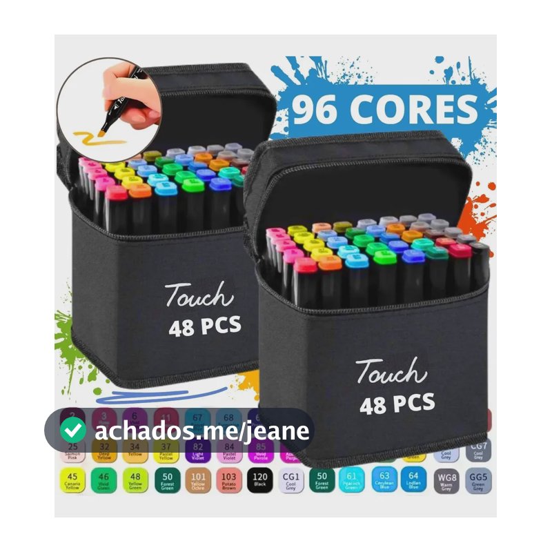 Kit 96 Canetinhas Cores Ponta Dupla Colorir Profissional Colorido