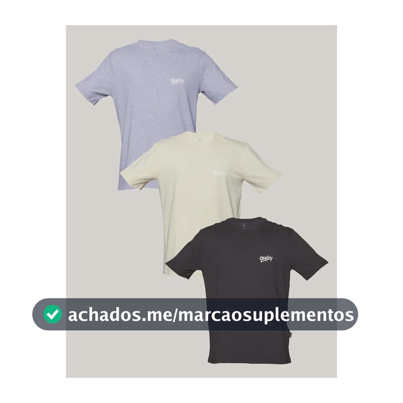 Kit 3 Camisetas Masculina Logo Grafitti Oakley. Misselaneous Logomarca M Liso
