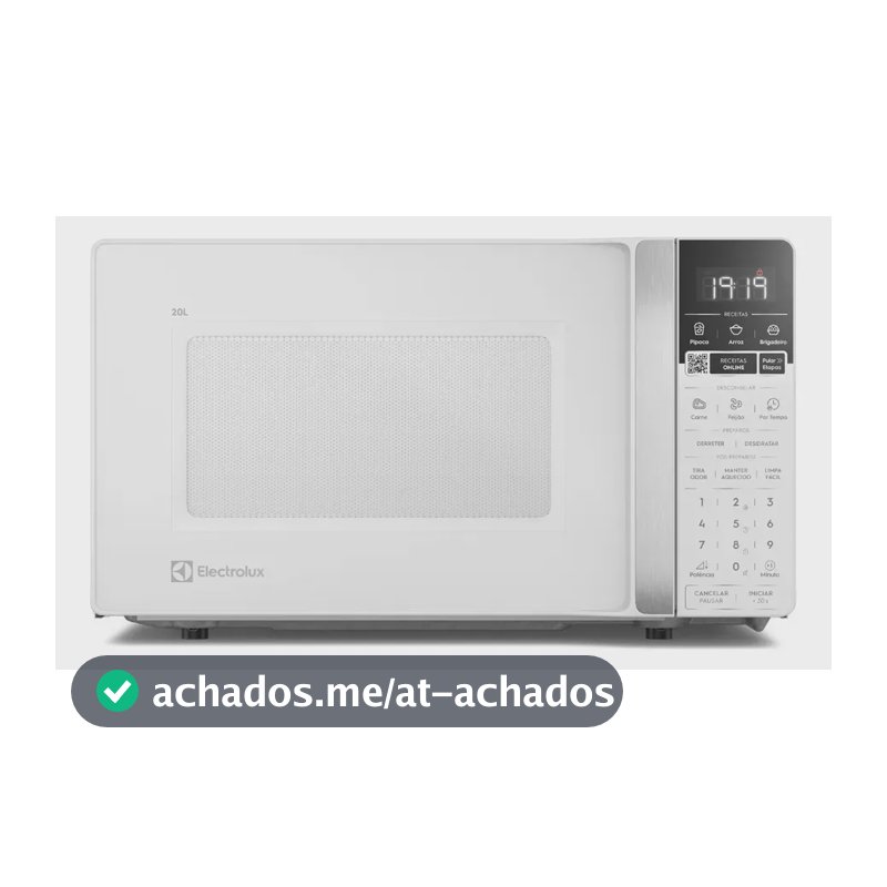 Micro-ondas Electrolux Efficient 20L Branco Função Descongelar e Receitas Pré-Programadas (ME20B)