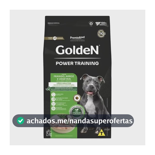 Ração Golden Power Training Cães Adulto Frango 15kg