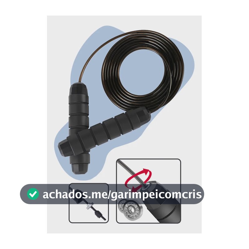 Corda de Pular Speed Rope 3M Profissional Academia Cross Fit com Rolamento Duplo Cabo de Aço e Pegadores Emborrachados Ajustável