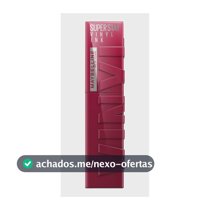 Maybelline NY SuperStay Vinyl Ink Batom Líquido, Longa Duração, Acabamento Vinil Espelhado e Efeito Gloss, Brilho Instantâneo, Conforto para os Lábios, Fórmula Vegana, Cor Unrivaled 4,2ml
