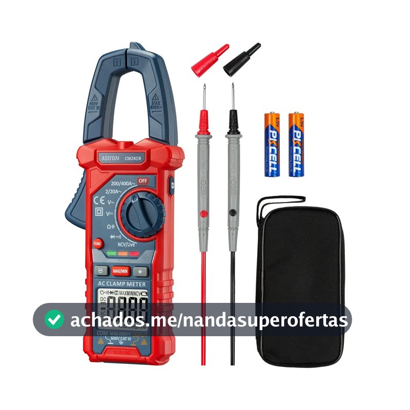 Amperímetro Alicate digital com pinça AstroAI de 2000C para medição de corrente e tensão,com seleção automática de faixa,para medição de tensão CA/CC,corrente CA,resistência,capacitância,continuidade