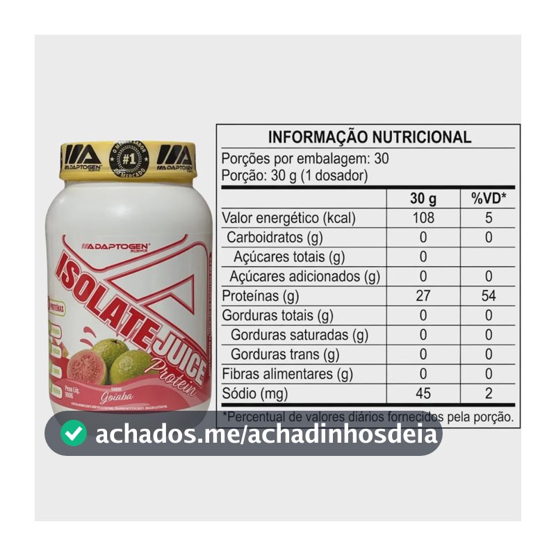 Isolate Juice Adaptogen Proteina bovina pote 900g Sabor Goiaba