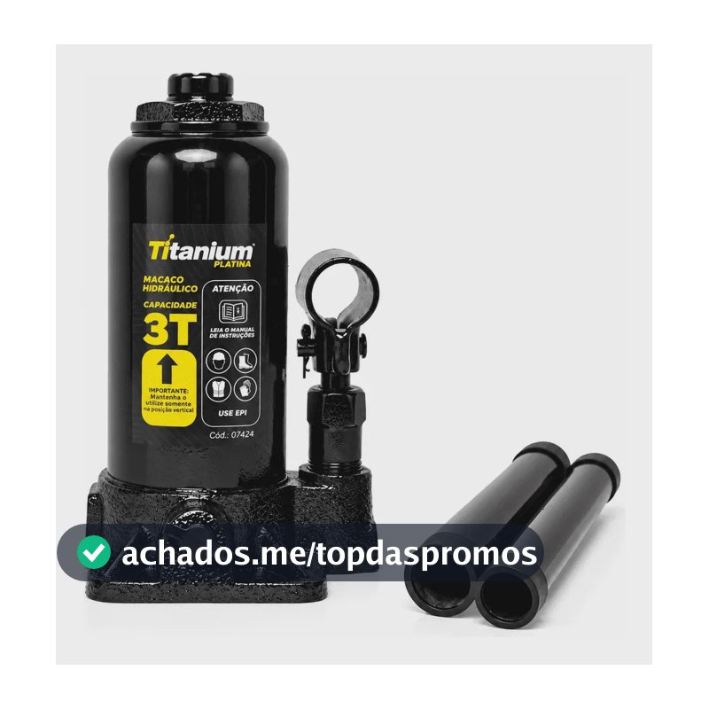Mini Macaco Hidráulico Tipo Garrafa 3 Toneladas 158 a 288mm Amarelo Titanium Platina