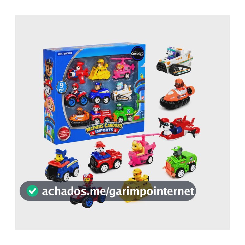Kit 9 Carrinhos Patrulha Canina Fricção 9 Personagens Brinquedo Infantil Coleção Chase Marshall Skye Ryder Rubble Rocky Zuma Everest Robo Dog – Matheus Cardoso Imports