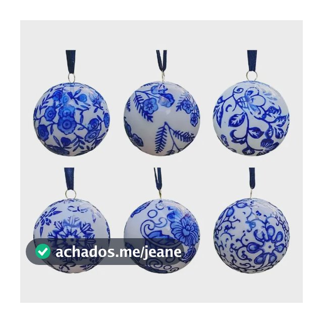 6 Peças De Enfeite De Árvore De Natal De Porcelana Azul