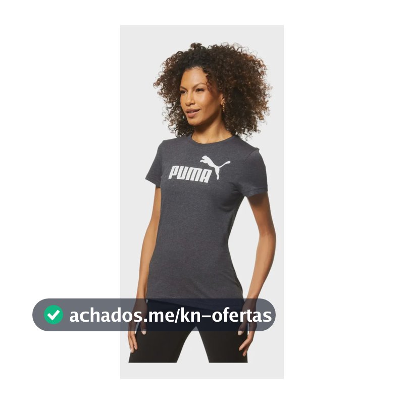 Camiseta Feminina Ess No. 1 Logo Puma Cinza-escuro Geométrico M