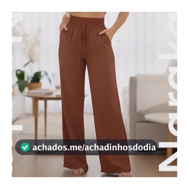 Calça Feminina Pantalona Duna Wide Leg Cintura Alta