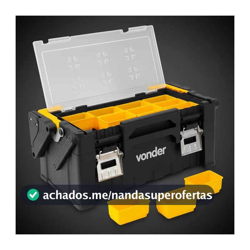 Organizador Plastico Opv0800 Para Ferramentas Vonder Preto, amarelo, cinza e transparente