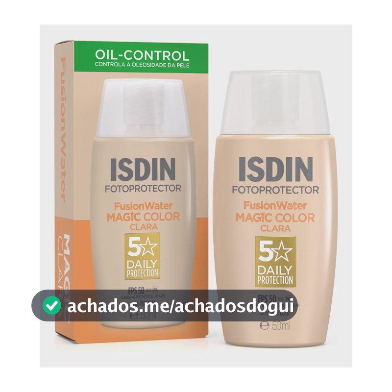 ISDIN Protetor Solar Facial Fusion Water Magic Color FPS 50 – Cor Clara - 50ml