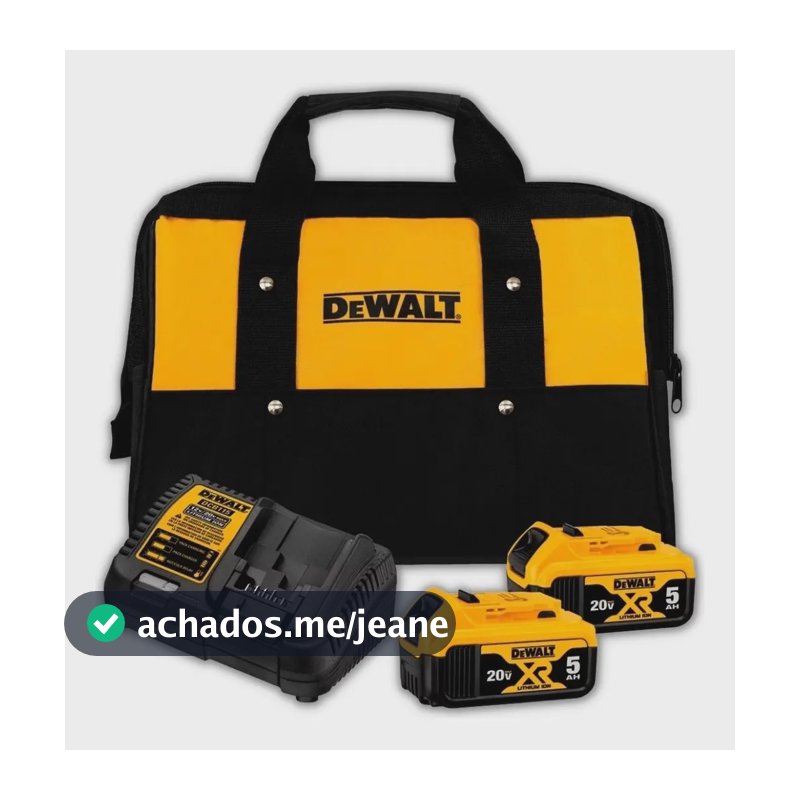 Kit com 2 Baterias 5Ah Dewalt Modelo DCB205C2K 1 Carregador e 1 Bolsa Bivolt