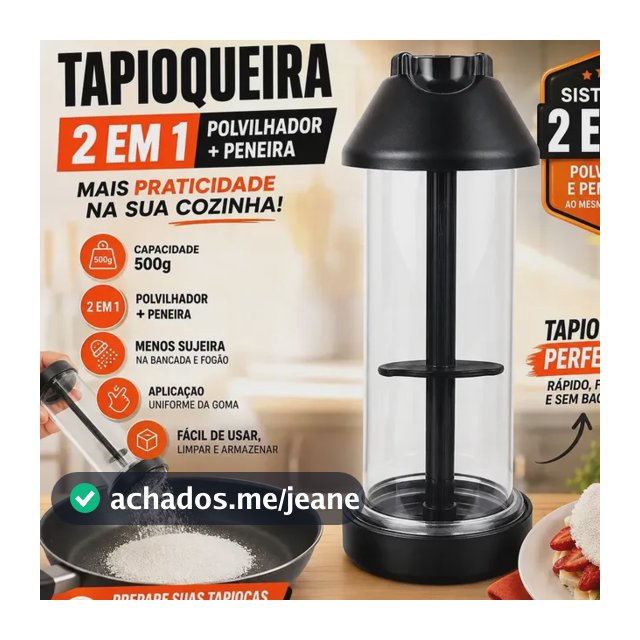 Tapioqueira 3 Em 1 Polvilhador De Tapioca Com Dosador Dispensador Peneira Manual Para Crepioca Panqueca Farinha Açúcar Chocolate Em Pó Preta