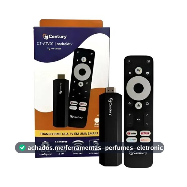 Century Smart Stick Android TV Wi-Fi 8GB Comando de Voz Chromecast HDMI