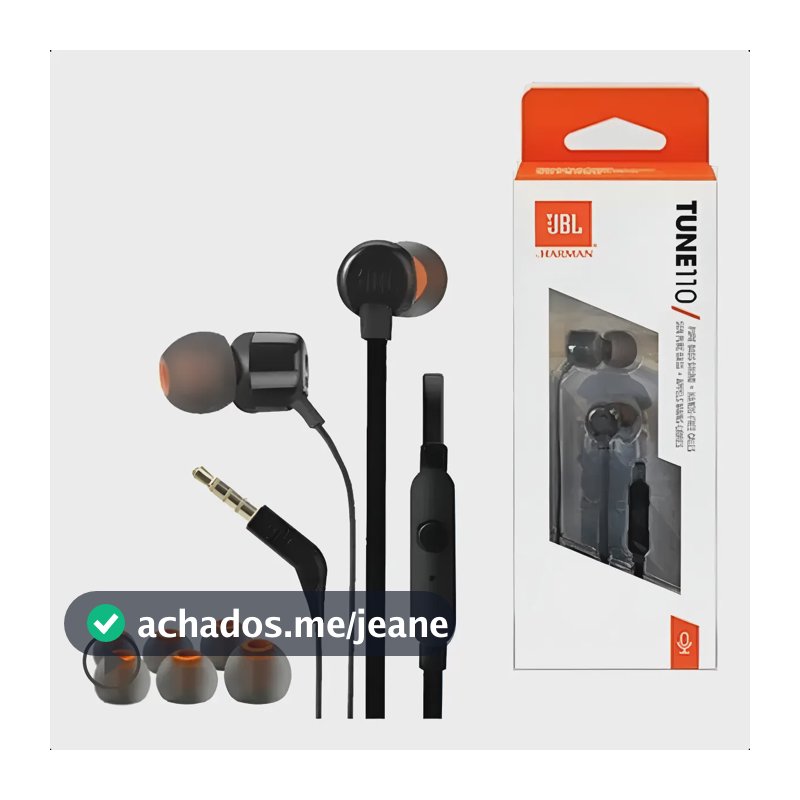 Fone De Ouvido Jbl Tune T110 Original 1 Ano De Garantia Preto