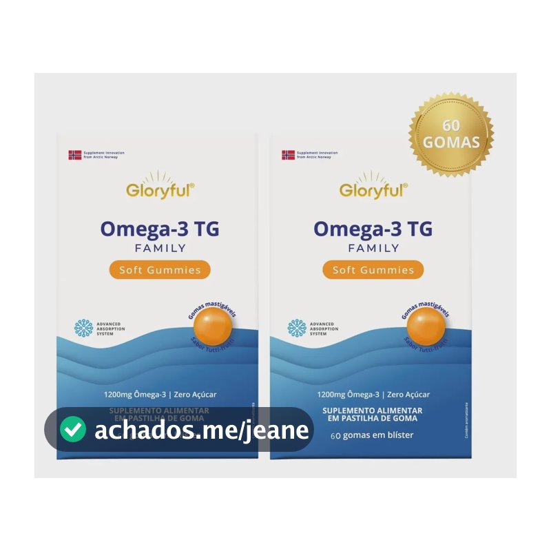 Kit 2x Omega 3 Tg Óleo De Peixe 1200mg Lipossomal Importado Kit 2x Tutti-frutti 60 Gomas
