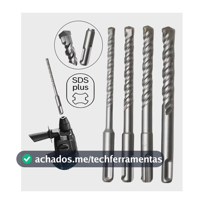 Broca Sds Plus Klm Jogo 4 Unidades 6/8/10/12mm Paredes Concr