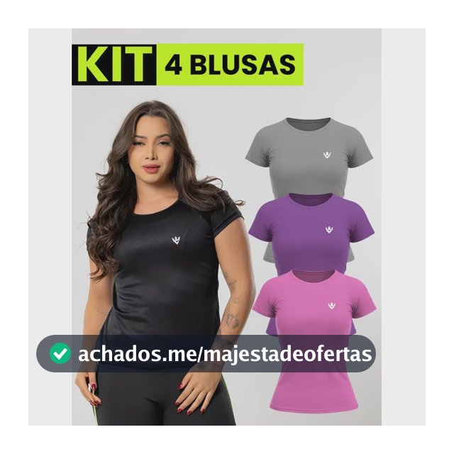 Kit 4 Blusas Feminina Fitness Dry Fit  Camiseta Academia