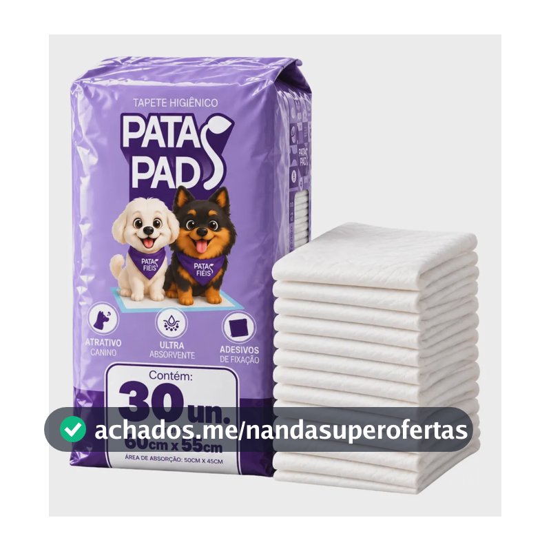 Tapete Higienico Caes Pequeno 60x55 30 Und - Patas Pads
