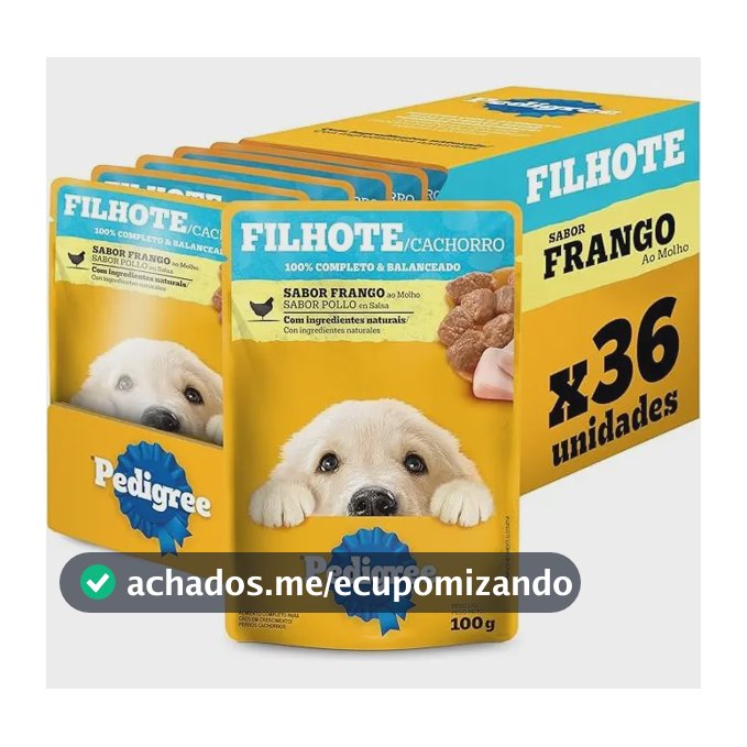 Pack Ração Úmida Pedigree Sachê Frango/ Molho 100g 36 Und