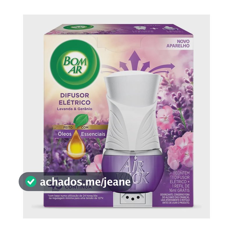 Air Wick Difusor Elétrico Bom Ar Lavanda E Gerânio Aparelho + Refil 16Ml