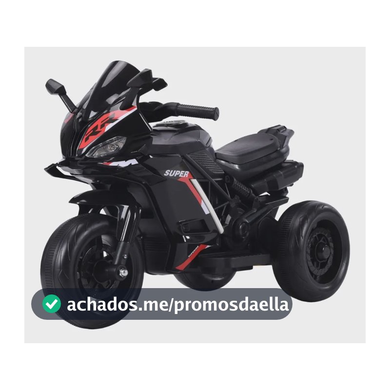 Moto Elétrica Infantil Maxi Toys 3 Rodas 6V LED Multimídia Preta