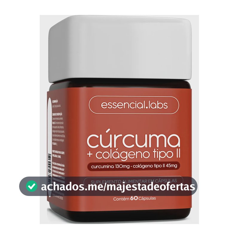 CÚRCUMA 130mg + COLÁGENO Tipo Ii 45mg - Fórmula com Máxima Concentração e Pureza - 60 Cápsulas