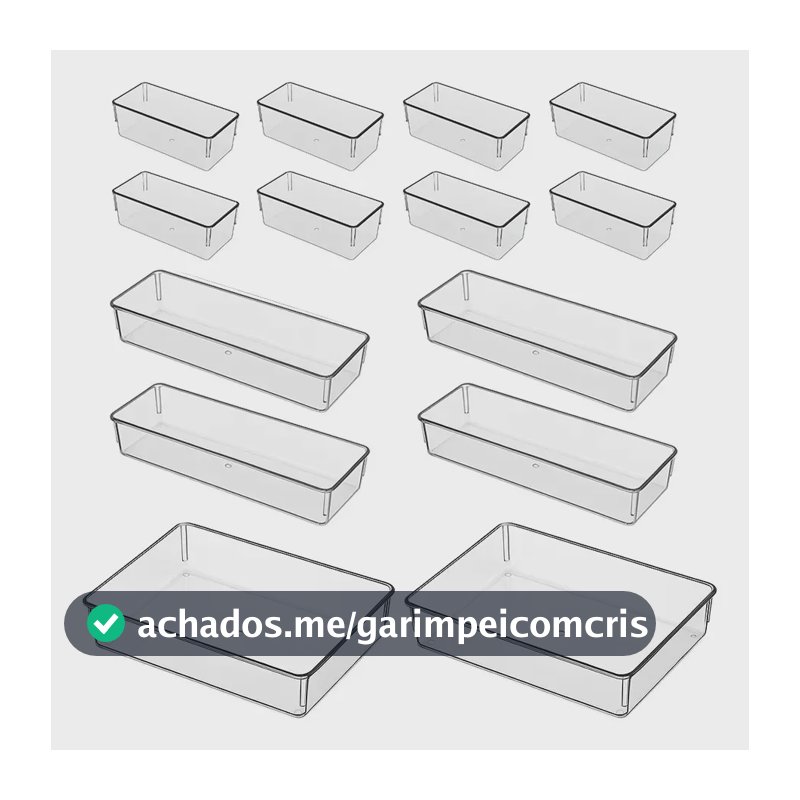 Organizador para Maquiagem de Acrílico Transparente Amobox Kit com 14 Compartimentos Modulares