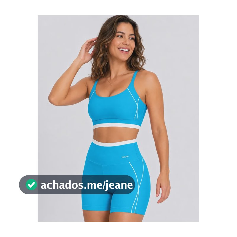 Conjunto Feminino Academia Top Alcinha E Shorts Fitness Azul-turquesa Liso P
