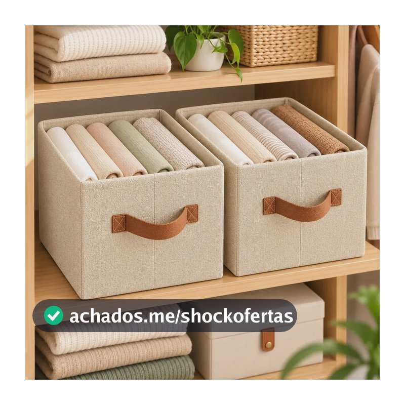 Kit 2 Caixas Organizadoras Dobráveis De Roupas Para Armários Bege